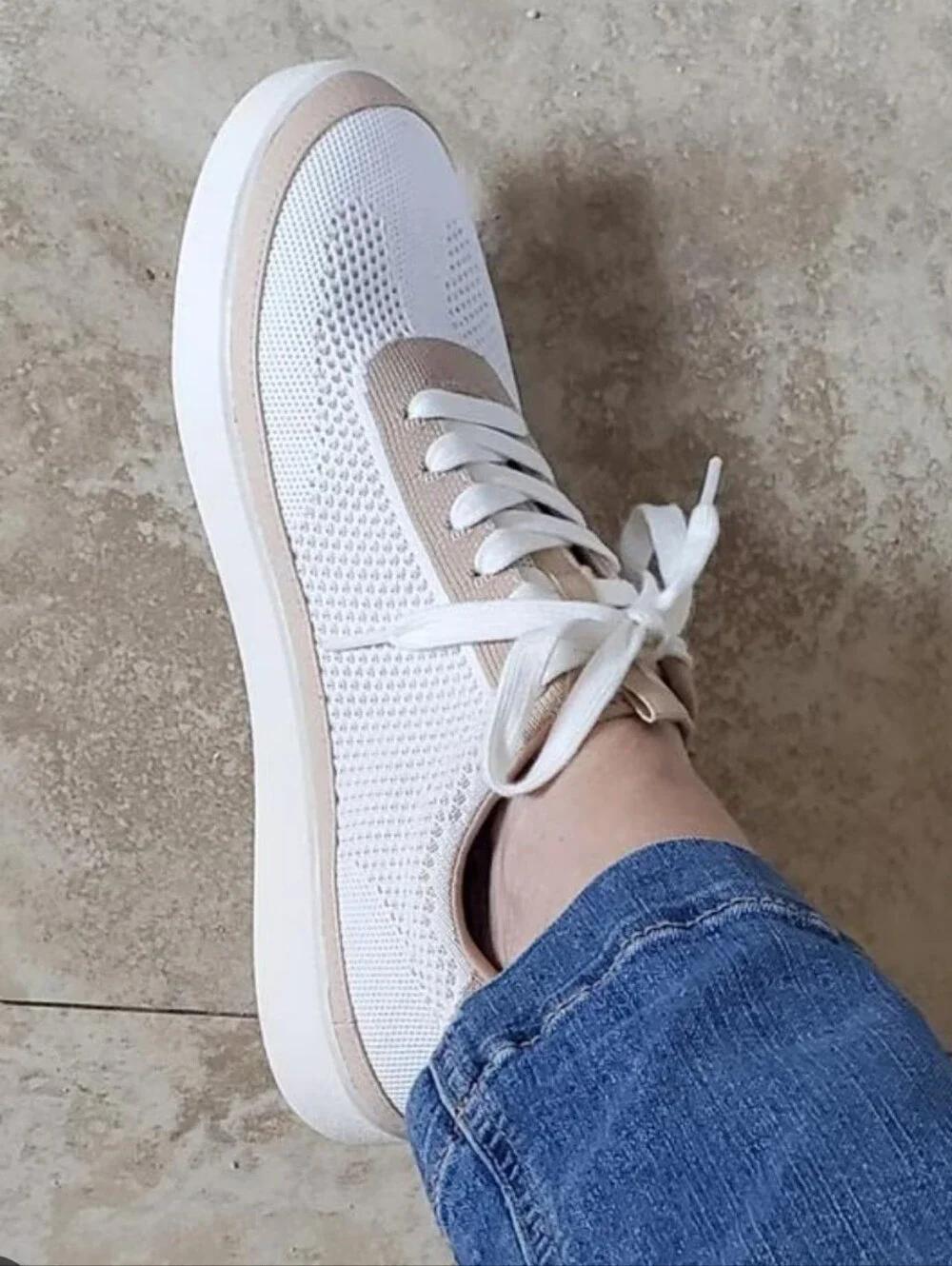Vionic Galia  White  Knit  Platform Sneakers